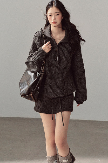 Silent Valley Wool Cable Knit Sweater and Pants Set-Up