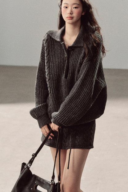 Silent Valley Wool Cable Knit Sweater and Pants Set-Up