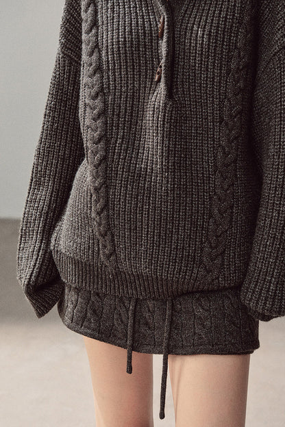 Silent Valley Wool Cable Knit Sweater and Pants Set-Up