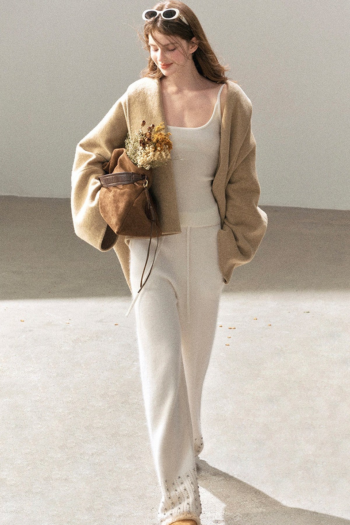 Raccoon Fur Wide-Leg Pants