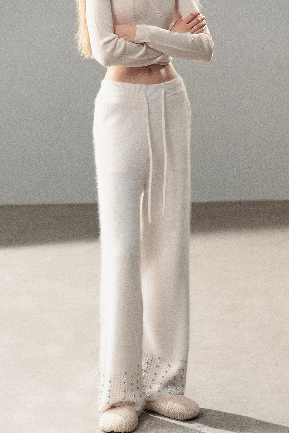 Raccoon Fur Wide-Leg Pants