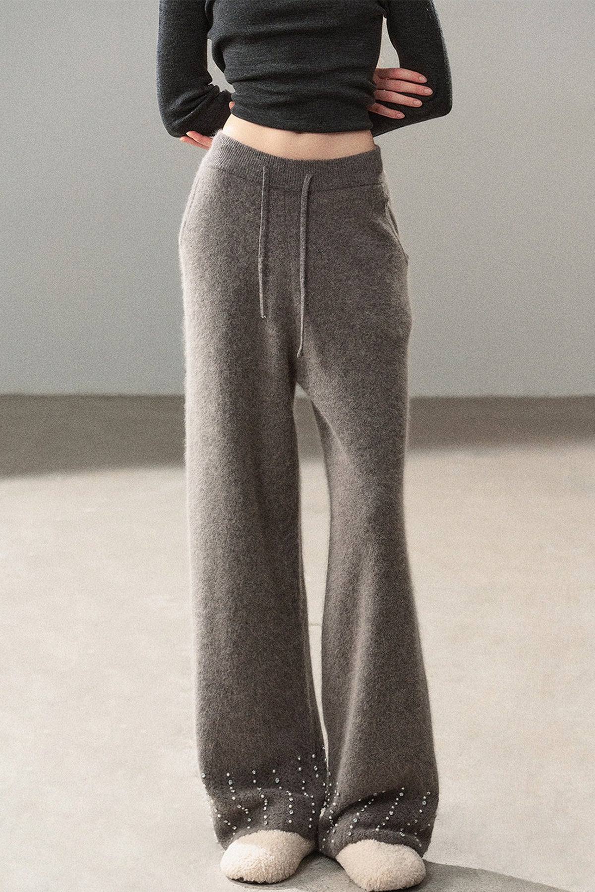 Raccoon Fur Wide-Leg Pants