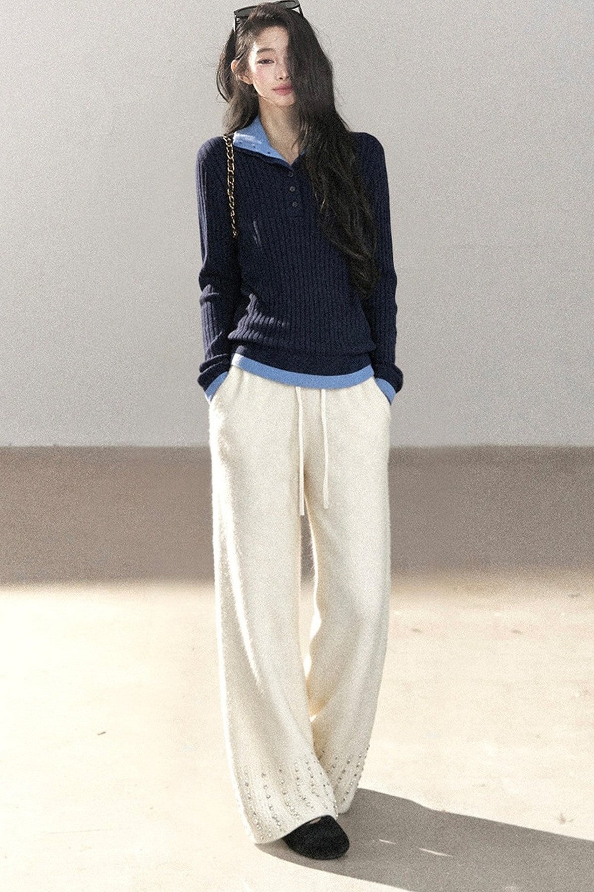 Raccoon Fur Wide-Leg Pants