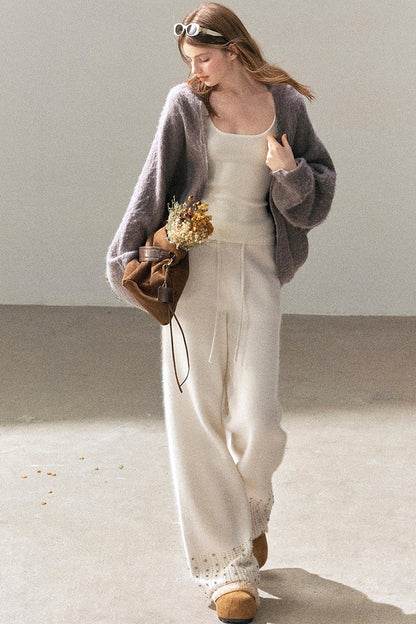 Raccoon Fur Wide-Leg Pants