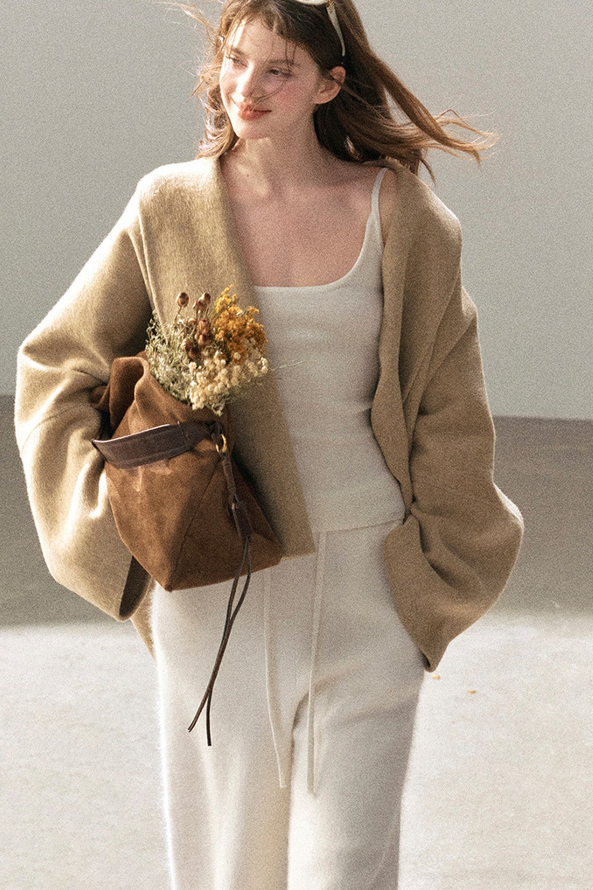 Raccoon Fur Wide-Leg Pants