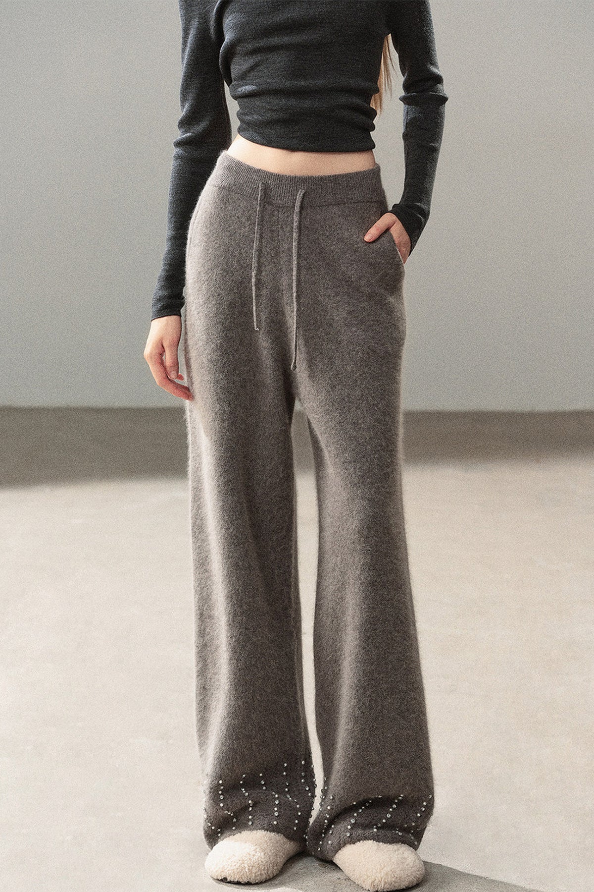 Raccoon Fur Wide-Leg Pants