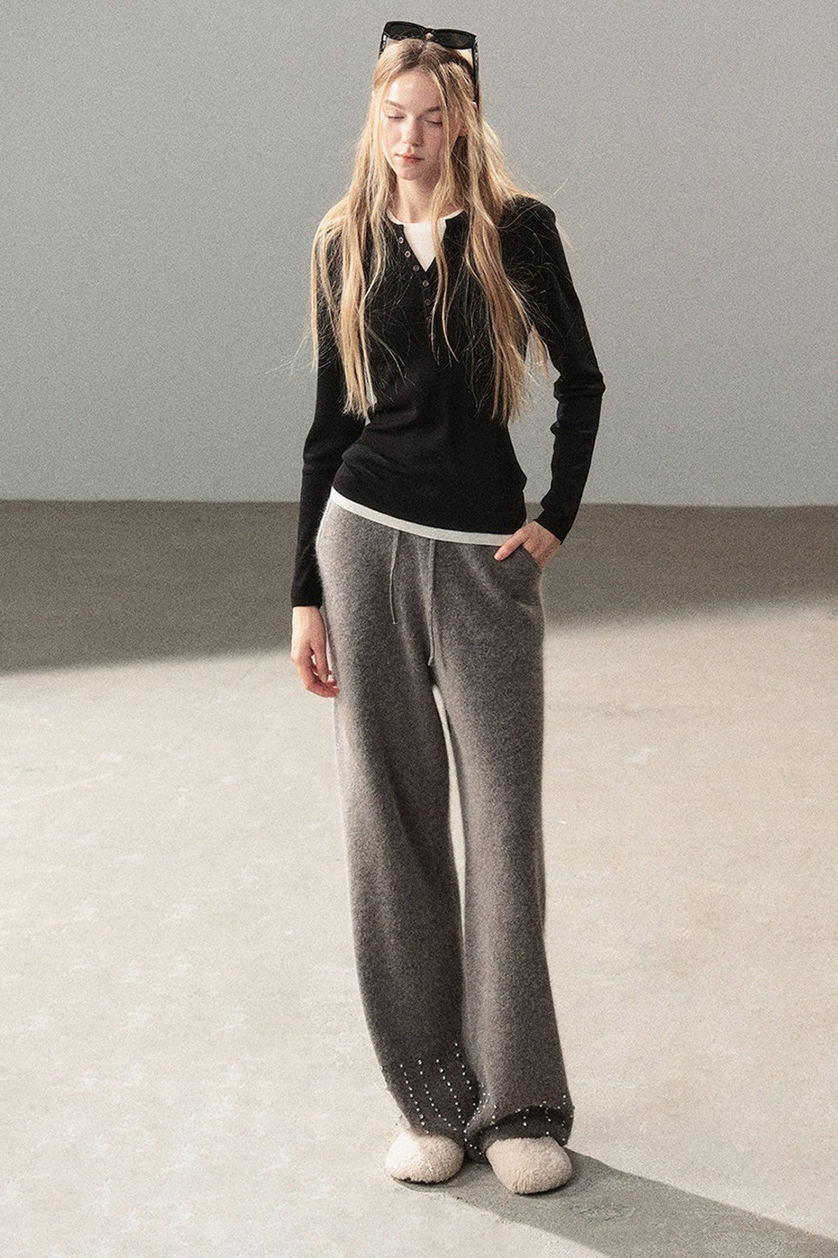 Raccoon Fur Wide-Leg Pants