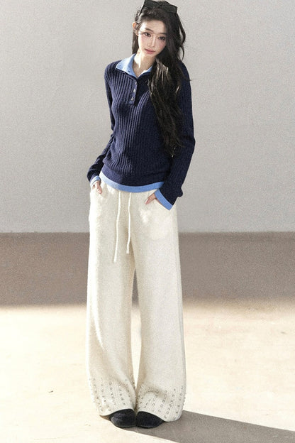 Raccoon Fur Wide-Leg Pants