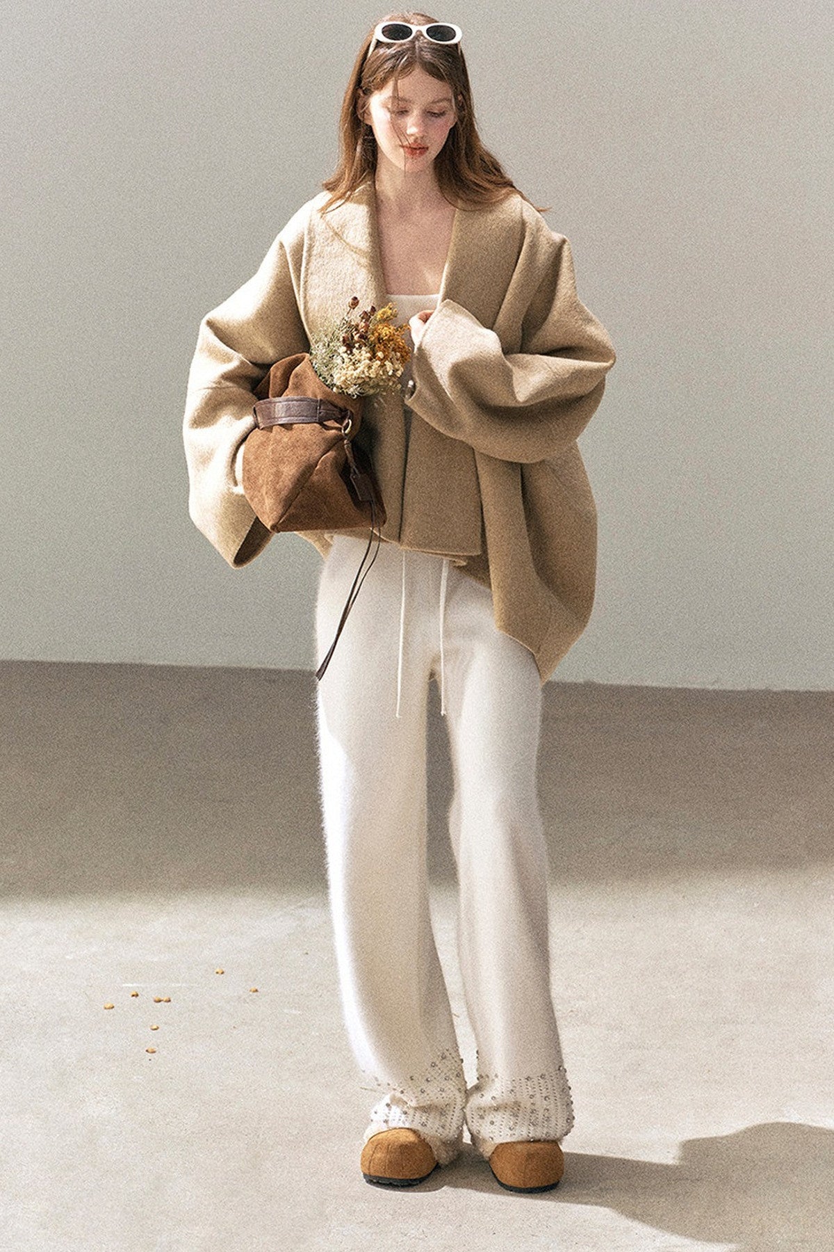 Raccoon Fur Wide-Leg Pants