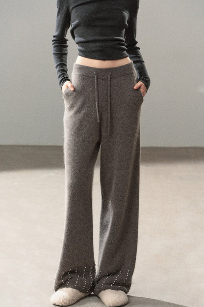 Raccoon Fur Wide-Leg Pants