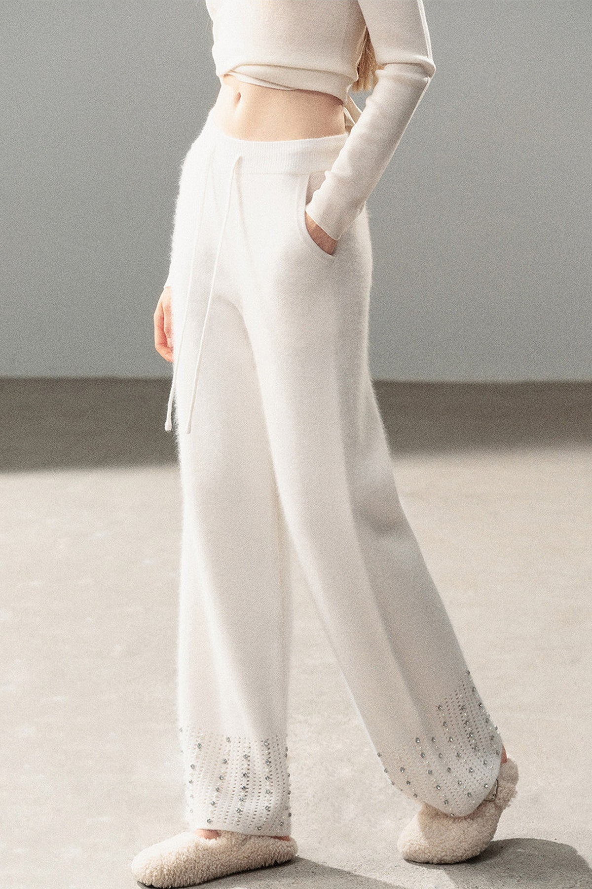 Raccoon Fur Wide-Leg Pants