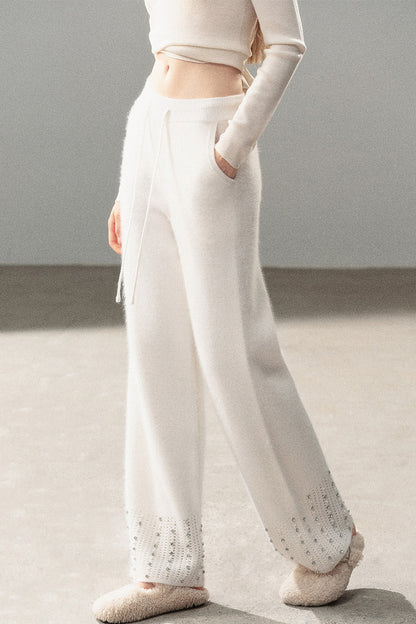 Raccoon Fur Wide-Leg Pants