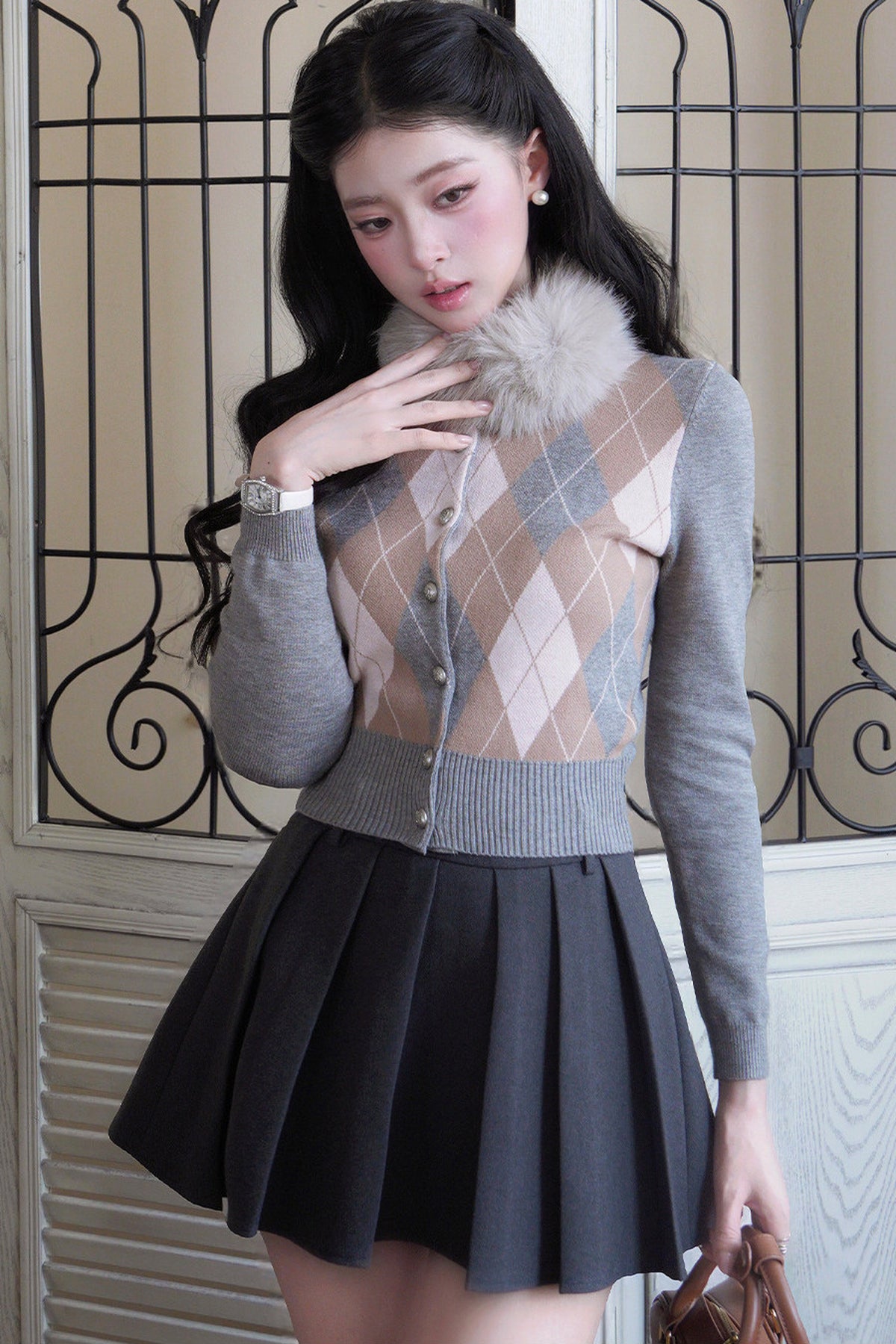 Two Narcissus Pleated A-Line Skirt and Top Set-Up