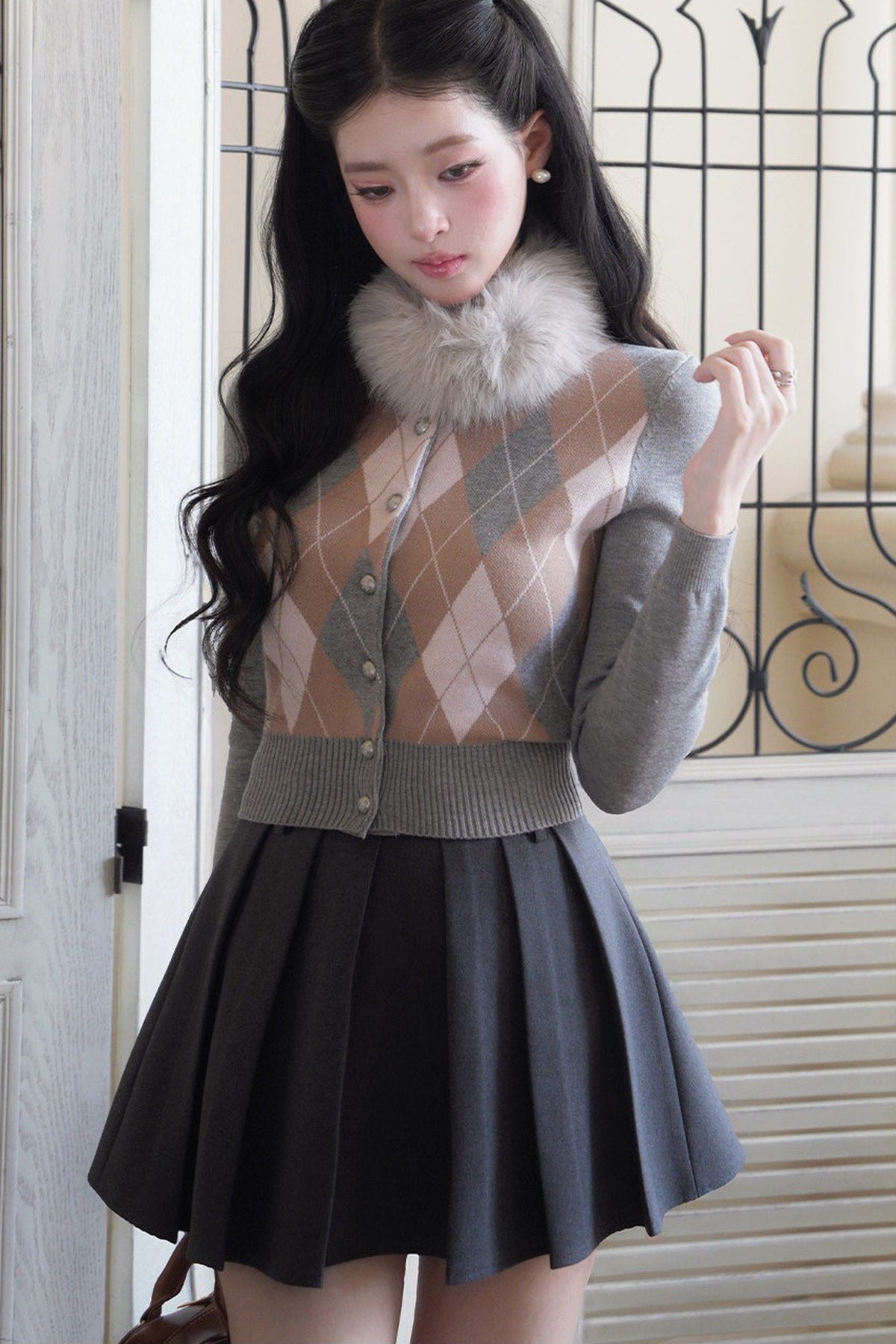 Two Narcissus Pleated A-Line Skirt and Top Set-Up