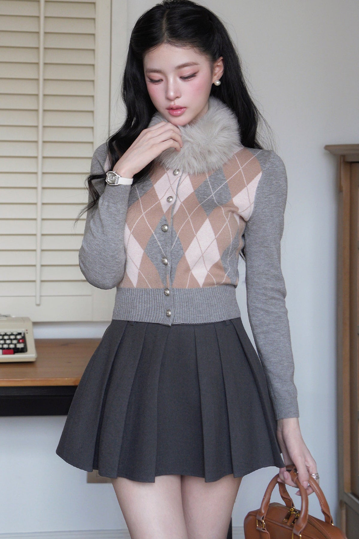 Two Narcissus Pleated A-Line Skirt and Top Set-Up