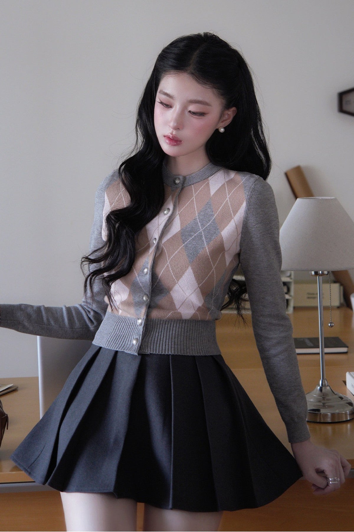 Two Narcissus Pleated A-Line Skirt and Top Set-Up