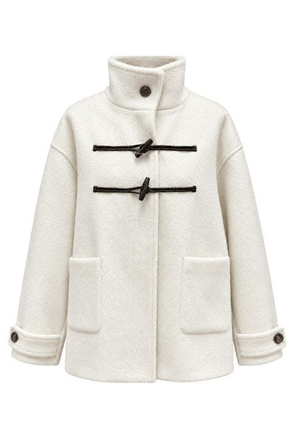 White Woolen Coat and Brown Skirt Set-Up