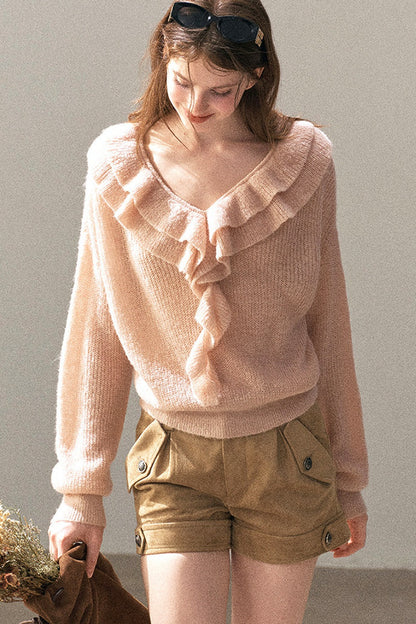 Ruffled Wool Sweater