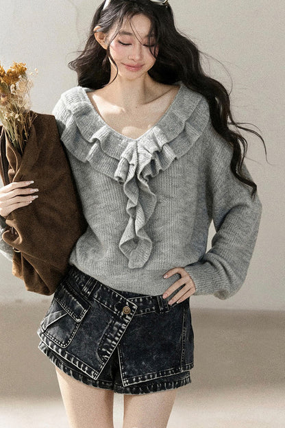 Ruffled Wool Sweater