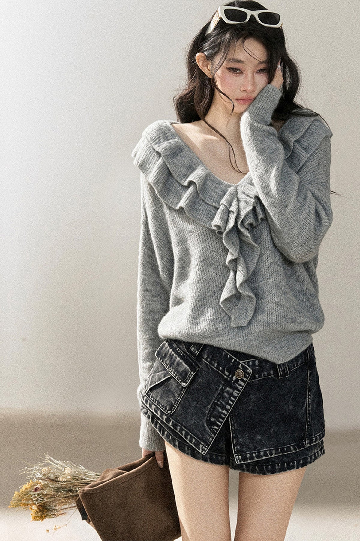 Ruffled Wool Sweater