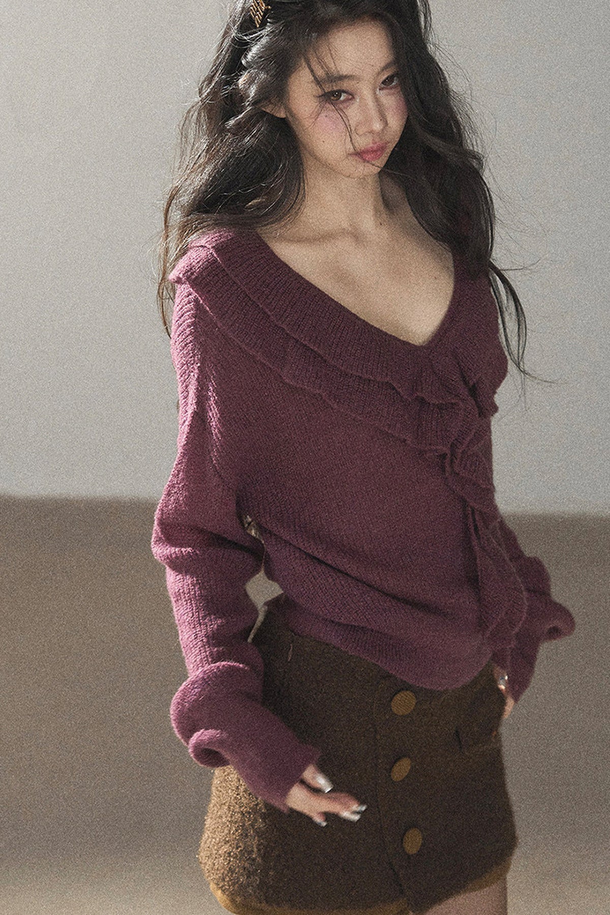 Ruffled Wool Sweater