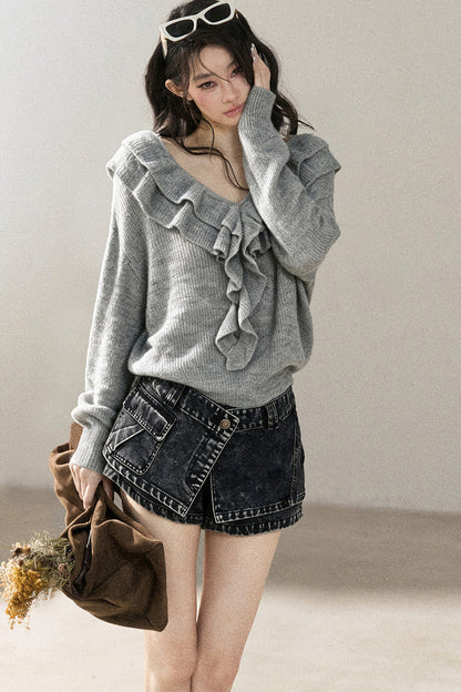 Ruffled Wool Sweater