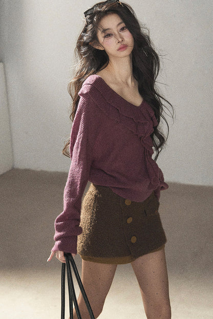 Ruffled Wool Sweater