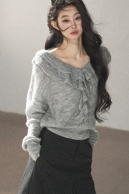 Ruffled Wool Sweater