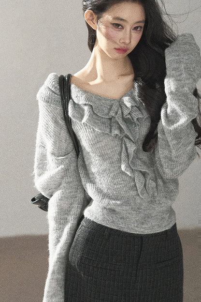 Ruffled Wool Sweater