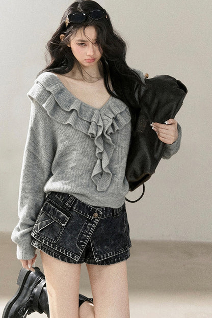 Ruffled Wool Sweater