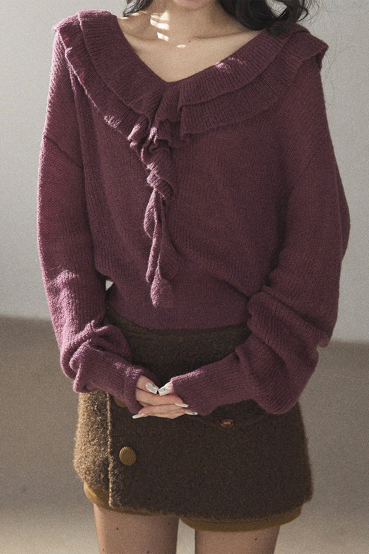 Ruffled Wool Sweater