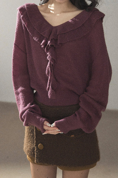 Ruffled Wool Sweater