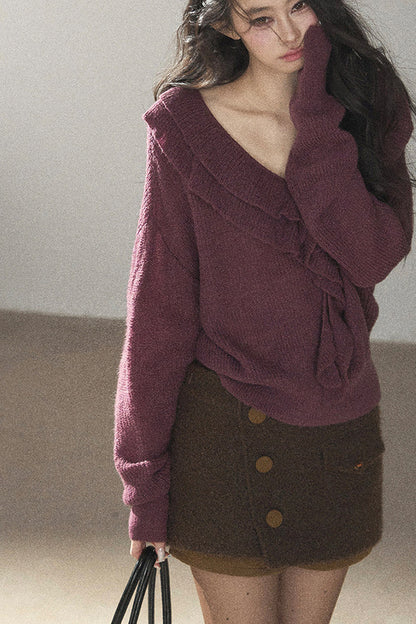 Ruffled Wool Sweater