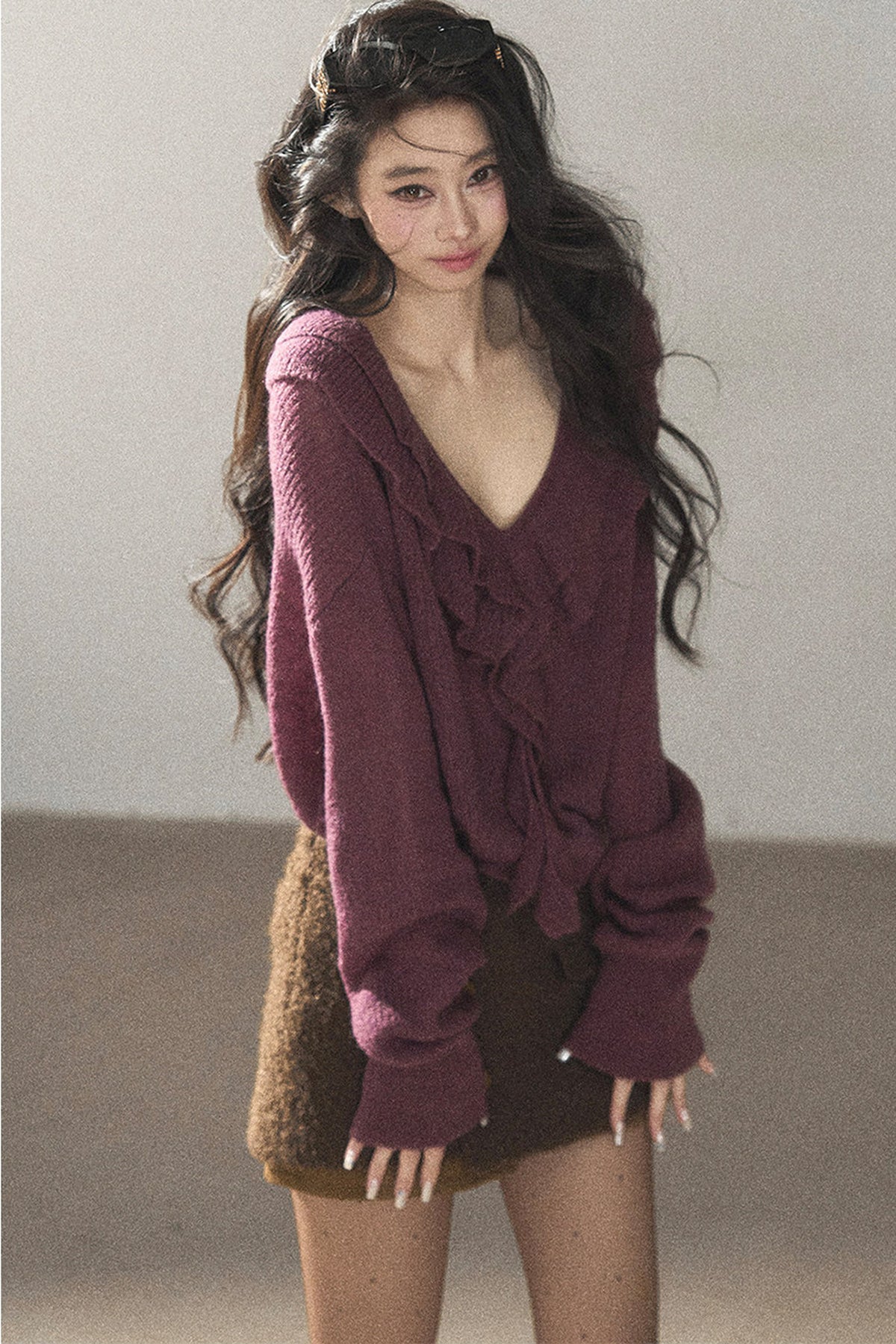 Ruffled Wool Sweater