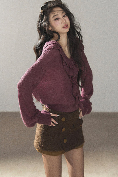 Ruffled Wool Sweater