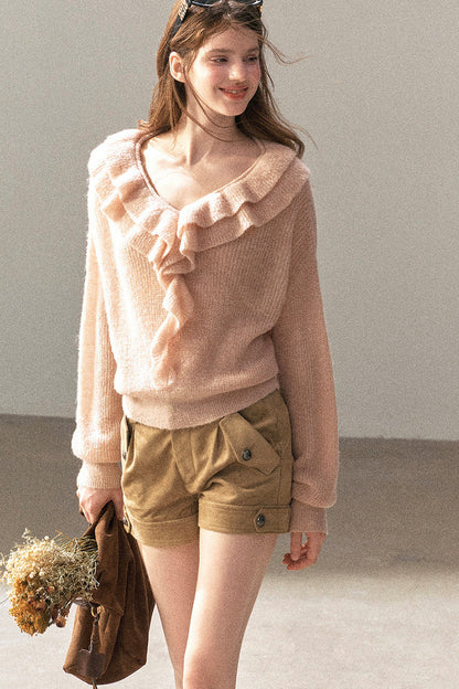 Ruffled Wool Sweater