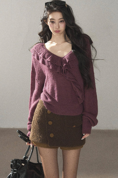 Ruffled Wool Sweater