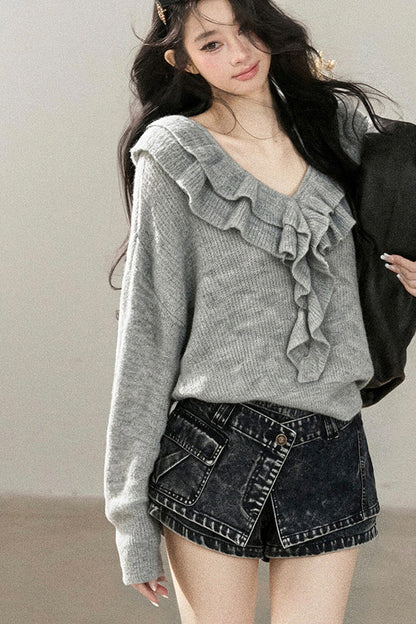 Ruffled Wool Sweater