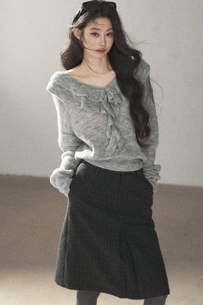 Ruffled Wool Sweater