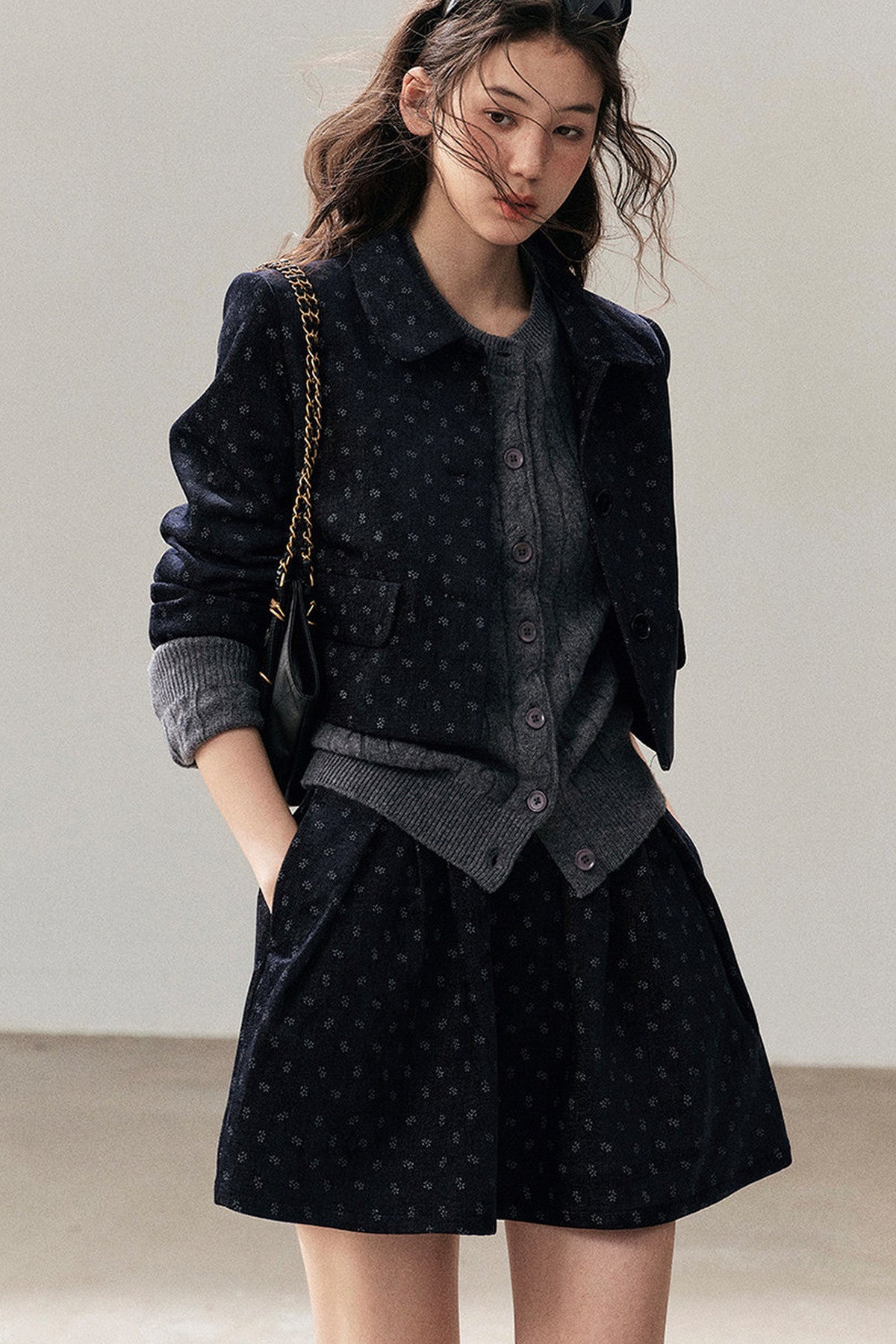 Chenille Floral Jacket, Skirt and Top Set-Up