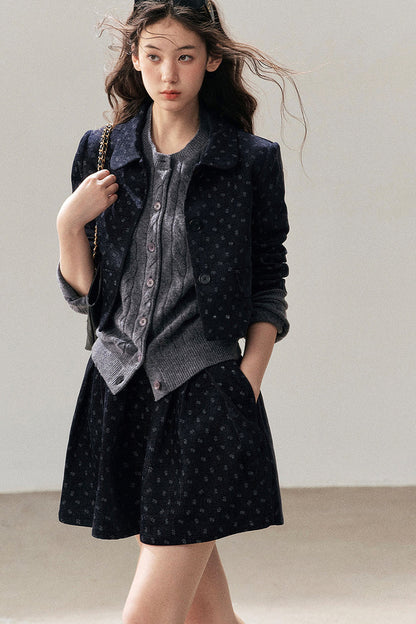 Chenille Floral Jacket, Skirt and Top Set-Up