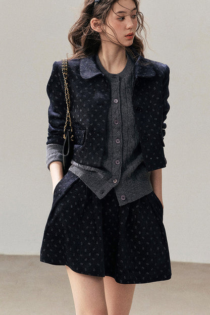 Chenille Floral Jacket, Skirt and Top Set-Up