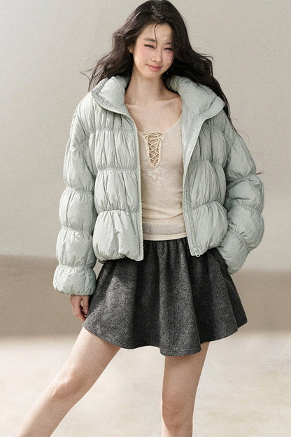 Weiße Daunen-Steppjacke mit Entendaunenfüllung