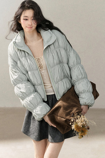 Weiße Daunen-Steppjacke mit Entendaunenfüllung