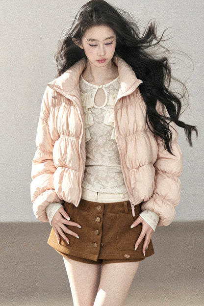Weiße Daunen-Steppjacke mit Entendaunenfüllung