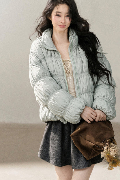 Weiße Daunen-Steppjacke mit Entendaunenfüllung