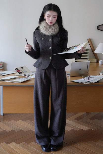 Einreihiger Wollmantel