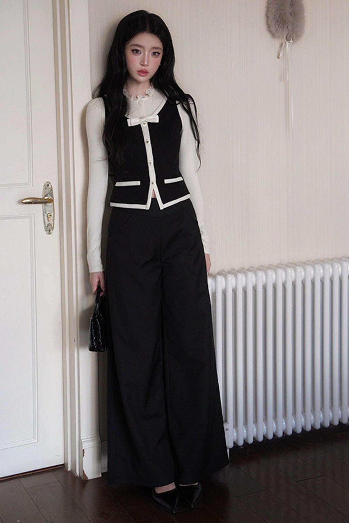 Pantalones de pierna ancha de talle alto