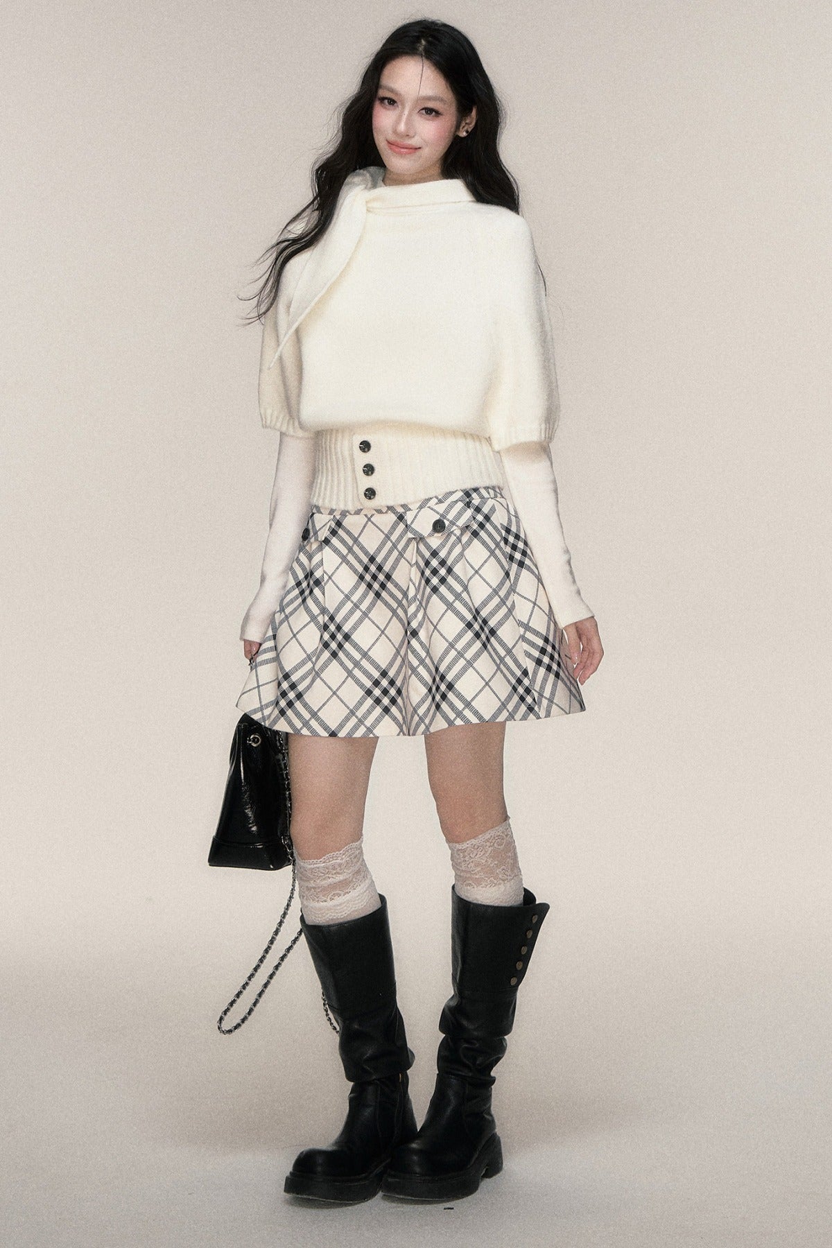 Ensemble cardigan et jupe à liens avec oreilles de lapin