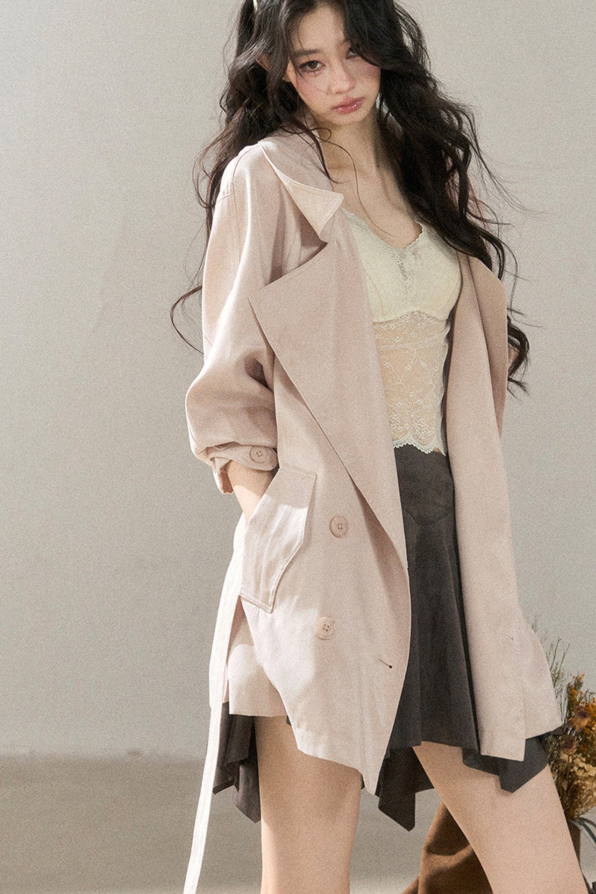 Gabardina de satén de cupro